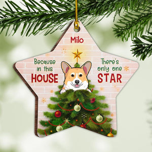 Christmas Dog Cat Personalized Wood Star Shaped Custom Ornament, Christmas Gift For Pet Owners, Pet Lovers