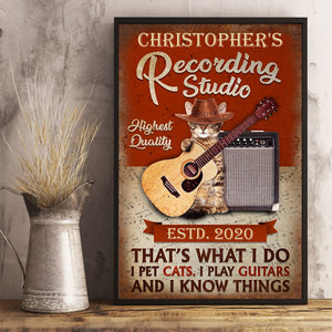 Personalized Acoustic Guitar Cat That's What I Do Vertical Poster