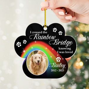 Personalized Dog Memorial Flower Acrylic Ornament - I Crossed The Rainbow Bridge - Dog Loss Gift, Remembrance Gift