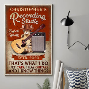 Personalized Acoustic Guitar Cat That's What I Do Vertical Poster