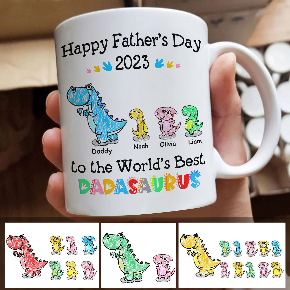 Daddy Dad Gifts, Daddy Dad Mug, Dadasaurus Dad Dinosaur Coffee Cup