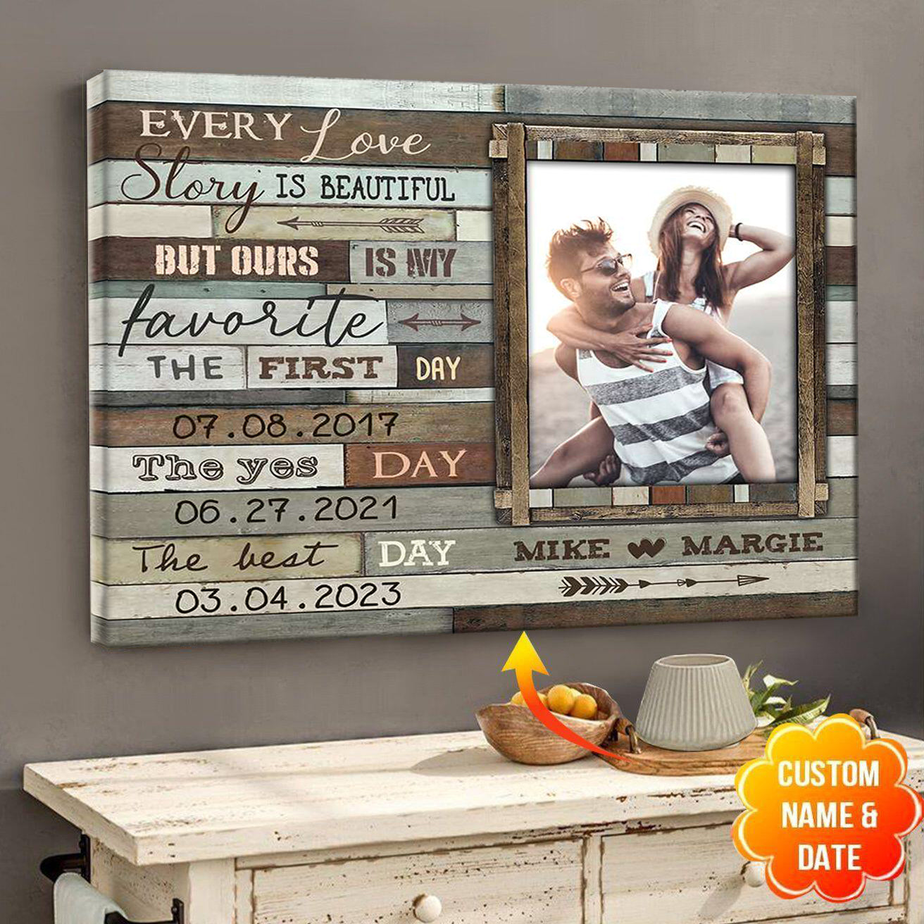 First Day Best Day Yes Day Custom Dates Anniversary Gift Canvas Poster