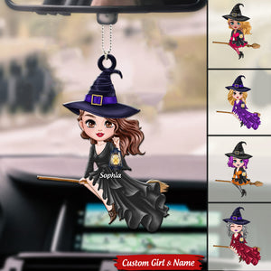 Witch Riding Broom Car Ornament Best Personalized Halloween Gift