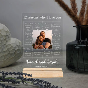 Personalized Acrylic LED Lamp Plaque- 12 Reasons Why I Love You