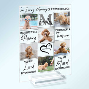 Custom Photo In Loving Memory Of A Wonderful Dog - Pet Memorial Gift, Sympathy Gift - Personalized Vertical Rectangle Acrylic Plaque