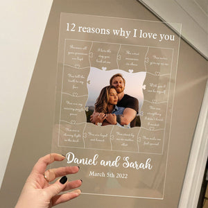 Personalized Acrylic LED Lamp Plaque- 12 Reasons Why I Love You