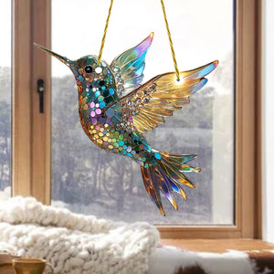 Hummingbird Suncatcher Colorful Window Hanging Ornament - Gift For Bird Lovers