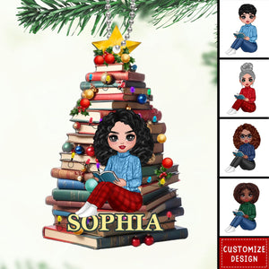 2024 New Release Christmas Book Tree Name-Personalized Ornament-Book Lover Gift, Bookworm Gifts