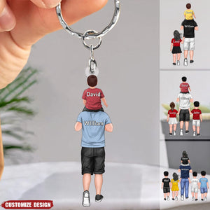 Personalized Dad And Kids Keychain