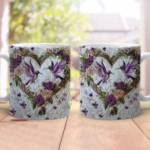 Petal Heart Hummingbird Mug - Gift For Bird Lovers