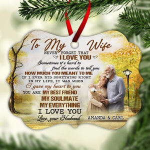 To My Wife Never Forget That I Love You - Personalized Photo Custom Shape Ornament - Gift Fom Husband, Gift For Wife