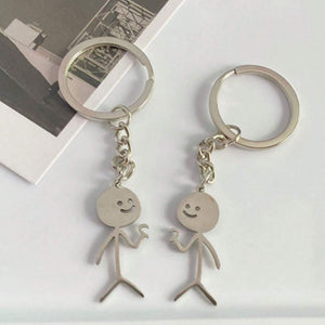 Couple Heart Matching Stainless Steel Keychain - Anniversary Gift For Wife Husband