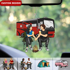 Camping Couple Making Memories One Campsite At A Time Personalized Car Ornament-Gift For Couple