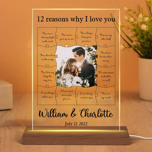 Personalized Acrylic LED Lamp Plaque- 12 Reasons Why I Love You