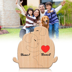 Handcrafted - Wooden Dogs Family Puzzle - Personalized Wooden Pet Carvings