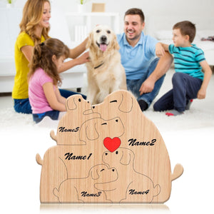 Handcrafted - Wooden Dogs Family Puzzle - Personalized Wooden Pet Carvings