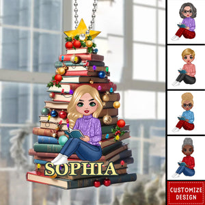 2024 New Release Christmas Book Tree Name-Personalized Ornament-Book Lover Gift, Bookworm Gifts