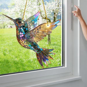 Hummingbird Suncatcher Colorful Window Hanging Ornament - Gift For Bird Lovers