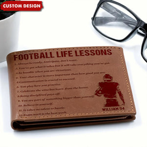 Personalized American Football Leather Wallet - Gift American Football Lovers