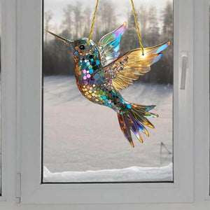 Hummingbird Suncatcher Colorful Window Hanging Ornament - Gift For Bird Lovers