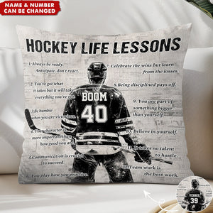 Personalized Hockey Life Lessons Pillow-Gift For Hockey Lovers