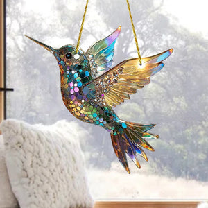 Hummingbird Suncatcher Colorful Window Hanging Ornament - Gift For Bird Lovers