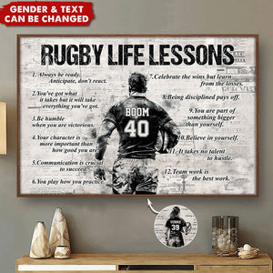 Personalized Rugby Life Lessons Poster - Gift For Rugby Lovers