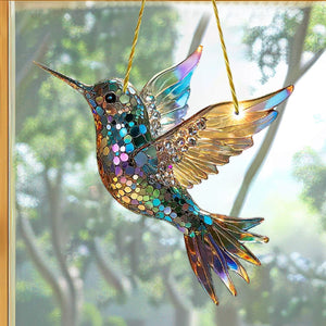 Hummingbird Suncatcher Colorful Window Hanging Ornament - Gift For Bird Lovers