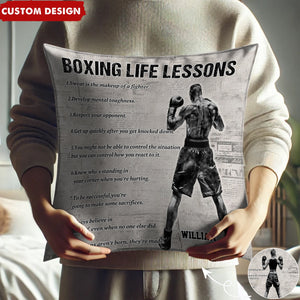 Personalized Boxing Life Lessons Pillow - Gift For Boxing Lovers