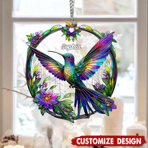 Personalized Beautiful Hummingbird Suncatcher Ornament , Gift For Bird Lovers