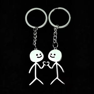 Couple Heart Matching Stainless Steel Keychain - Anniversary Gift For Wife Husband