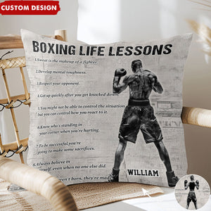 Personalized Boxing Life Lessons Pillow - Gift For Boxing Lovers