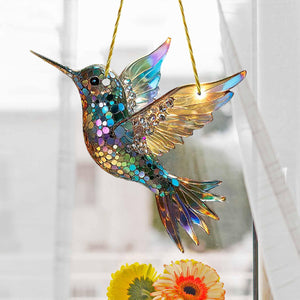 Hummingbird Suncatcher Colorful Window Hanging Ornament - Gift For Bird Lovers