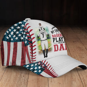 My Favorite Player Calls Me Dad/Grandpa - Personalized Baseball Kids & Dad/Grandpa Classic Cap