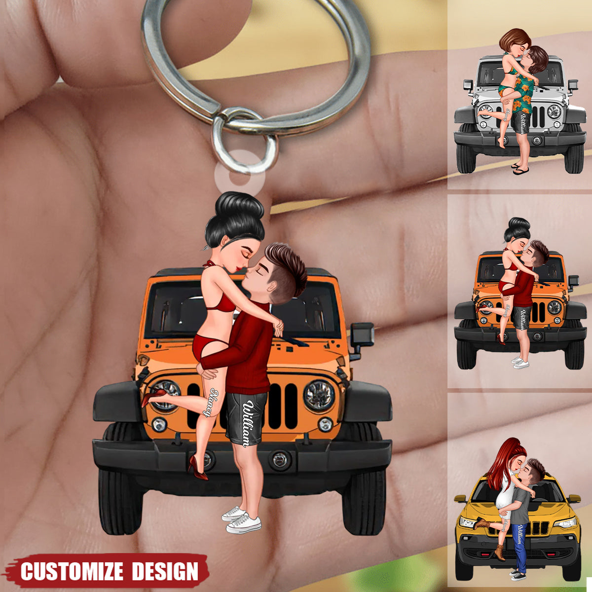 New Release - Personalized Off-Road Car Couple Kiss Keychain