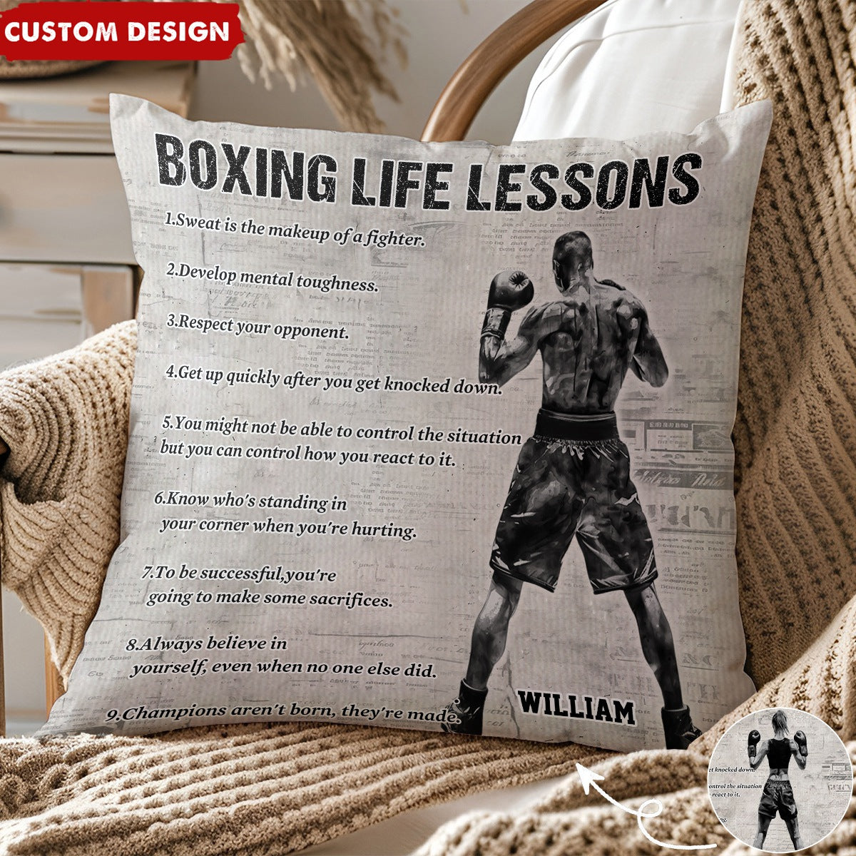 Personalized Boxing Life Lessons Pillow - Gift For Boxing Lovers