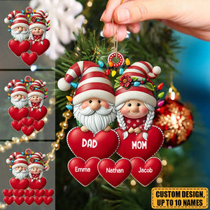 Christmas Grandma & Grandpa Mom & Dad With Heart Kids Personalized Acrylic Ornament