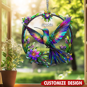 Personalized Beautiful Hummingbird Suncatcher Ornament , Gift For Bird Lovers