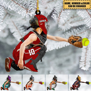 Personalized Baseball/Softball Apperance And Name Acrylic Ornament - Gift For Baseball/Softball Lovers