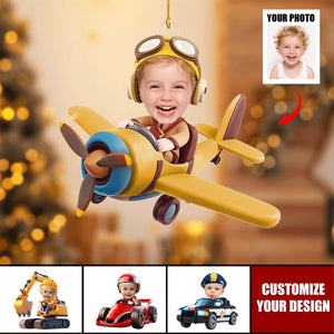 Personalized Family Christmas Ornament - Custom Photo The Tiny, Professional Construction Truck Driver - Christmas Gift For Kids