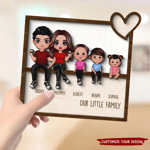 Family - Sitting Together Home Decor - Personalized Wooden Plaque With Stand