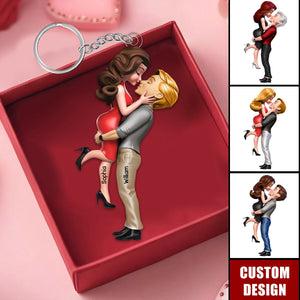 I Love You Forever - Personalized Couple Acrylic Keychain, Anniversary Gift For Couple