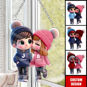 Personalized Cartoon Couple Window Hanging Suncatcher