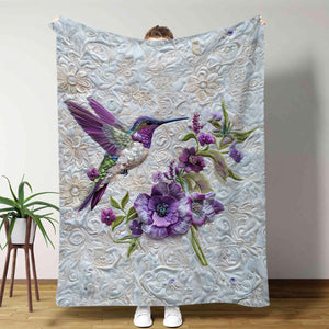 Purple Hummingbird Blanket - Gift For Bird Lovers