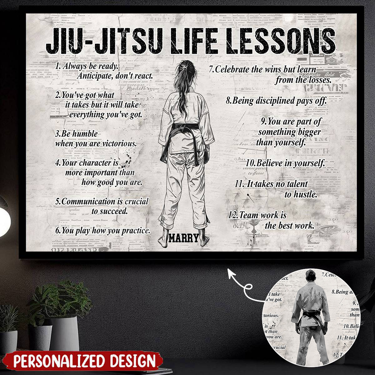 Personalized Jiu-Jitsu Life Lessons Poster - Gift For Jiu-Jitsu Lovers