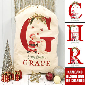 Personalized Name & Initial Christmas Gift Sack