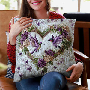 Petal Heart Hummingbird Pillow - Gift For Bird Lovers