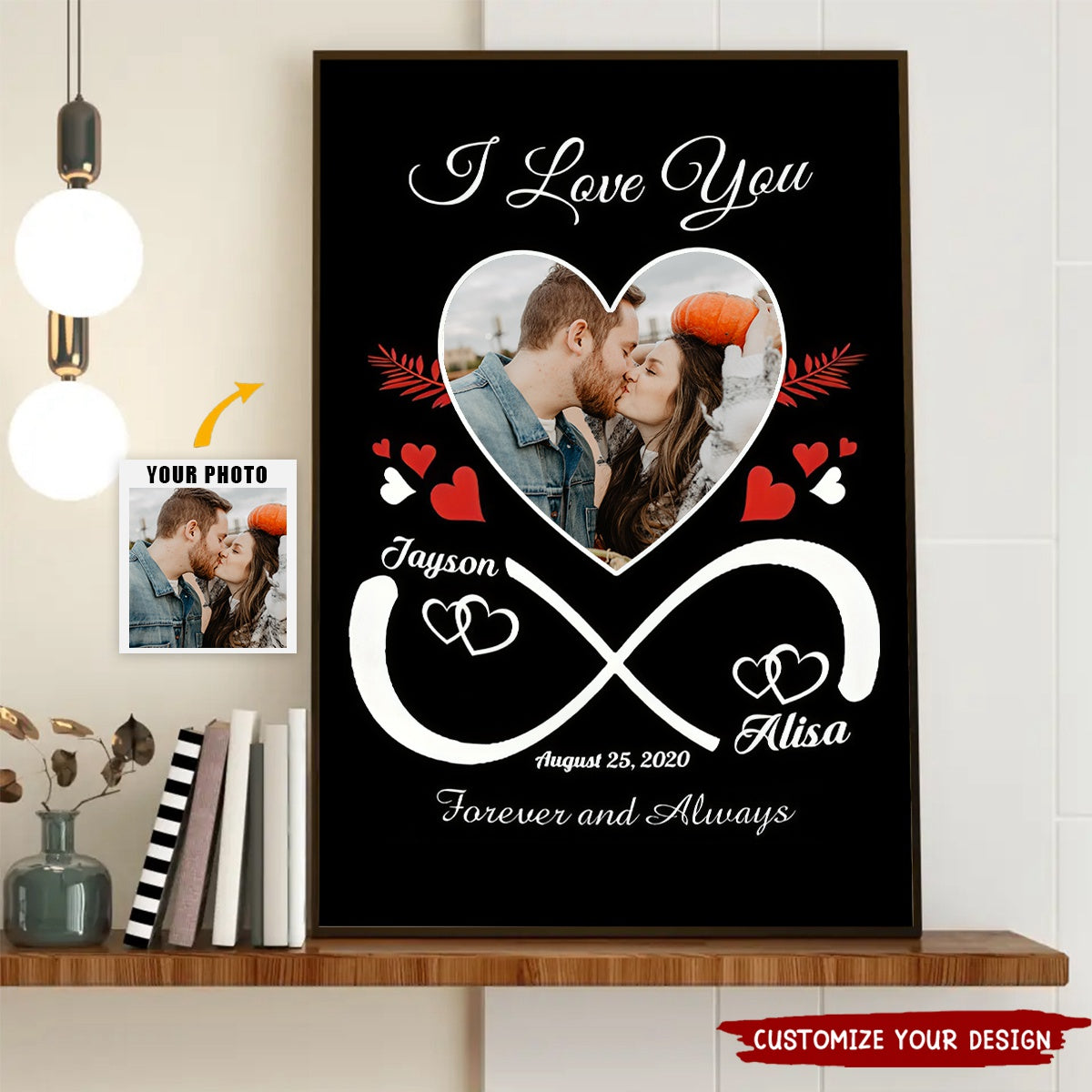 I Love You Forever And Always Personalized Unlimited Upload Photo Couple Poster