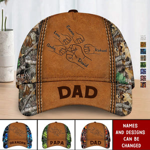 Grandpa Papa Daddy Fist Bump Fathers Day Family Personalized Cap