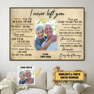 Never Left You Poster Personalized Memorial Gift For Loss of Dad, Mom